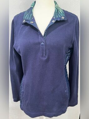 Tommy Bahama women’s navy blue cotton fleece quilted sides size S/P